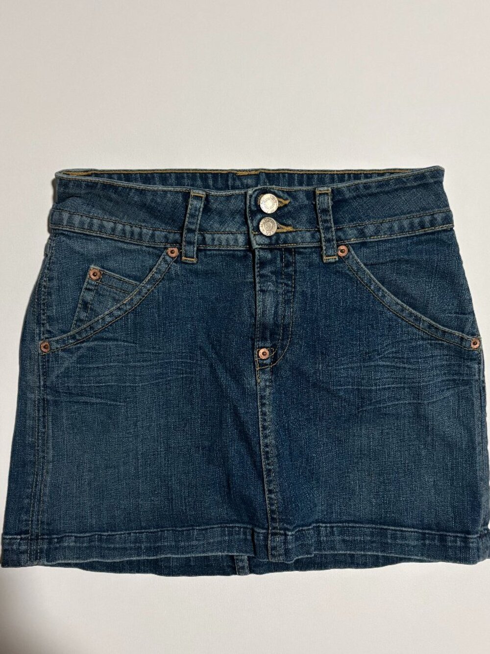 Hudson Jeans Denim Mini Skirt Women’s 28 Stretch Flap Pocket Y2K Low Rise